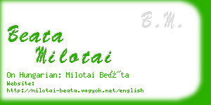 beata milotai business card